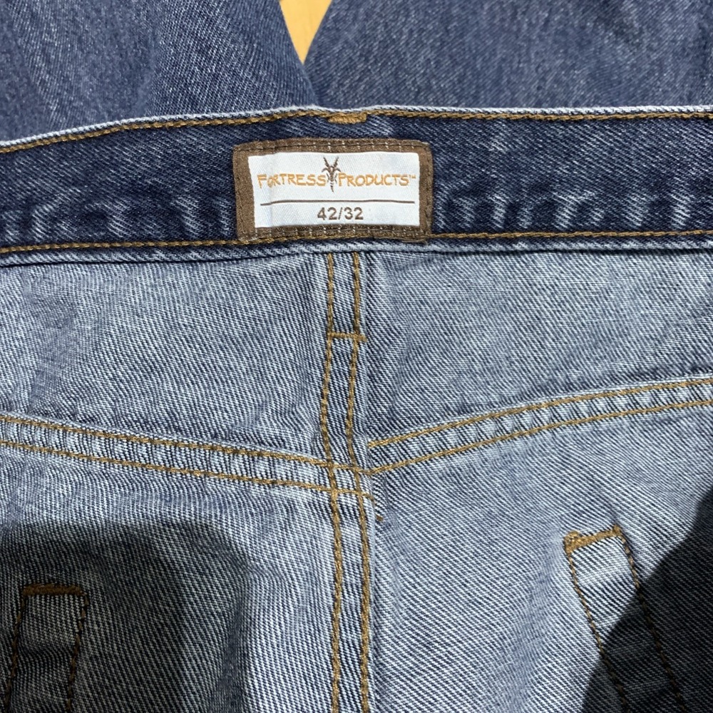 Fortress Products Straight Denim Jeans Mens 42x32 Blue 5-Pocket Dark Wash Cotton - Picture 6 of 7